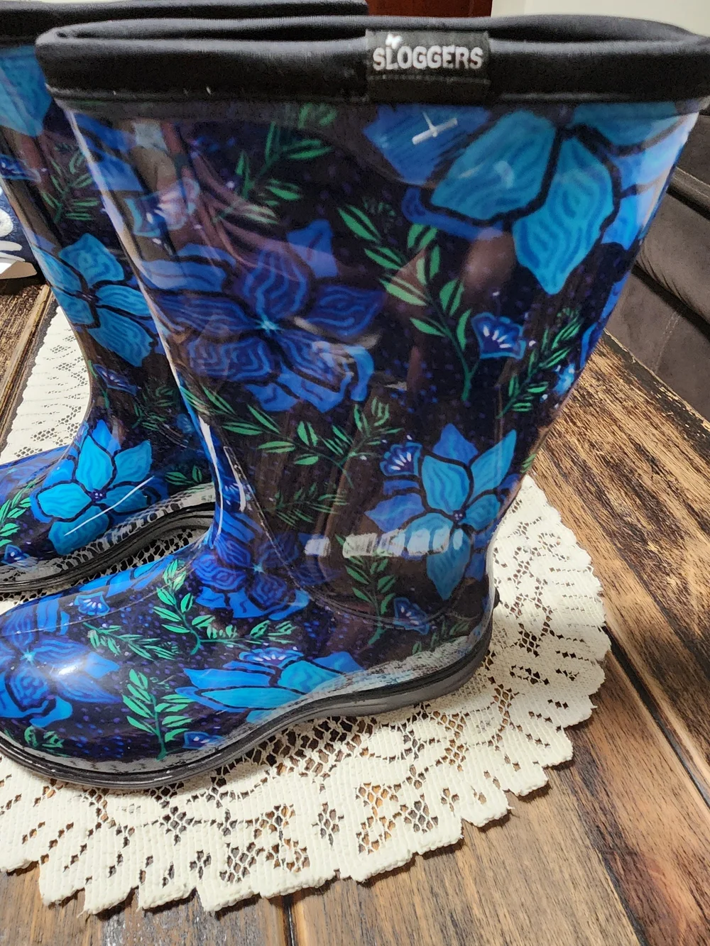 Sloggers Midsummer Blue Floral Rain Boots Size 6 NWOT